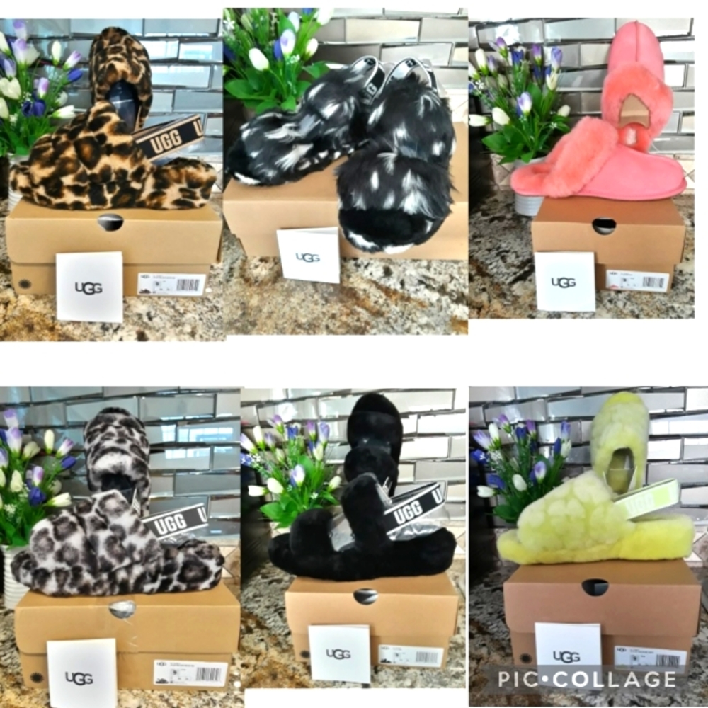 NEW UGG FLUFF YEAH / OH YEAH SPOT SLIDE , SIZE 9 WOMEN'S , ALL NEW IN A BOX!